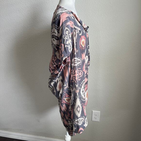 All Saints Spitalfields Audrina Ikat Silk Tunic Dress Women's 8 Gray Mini - Picture 5 of 8